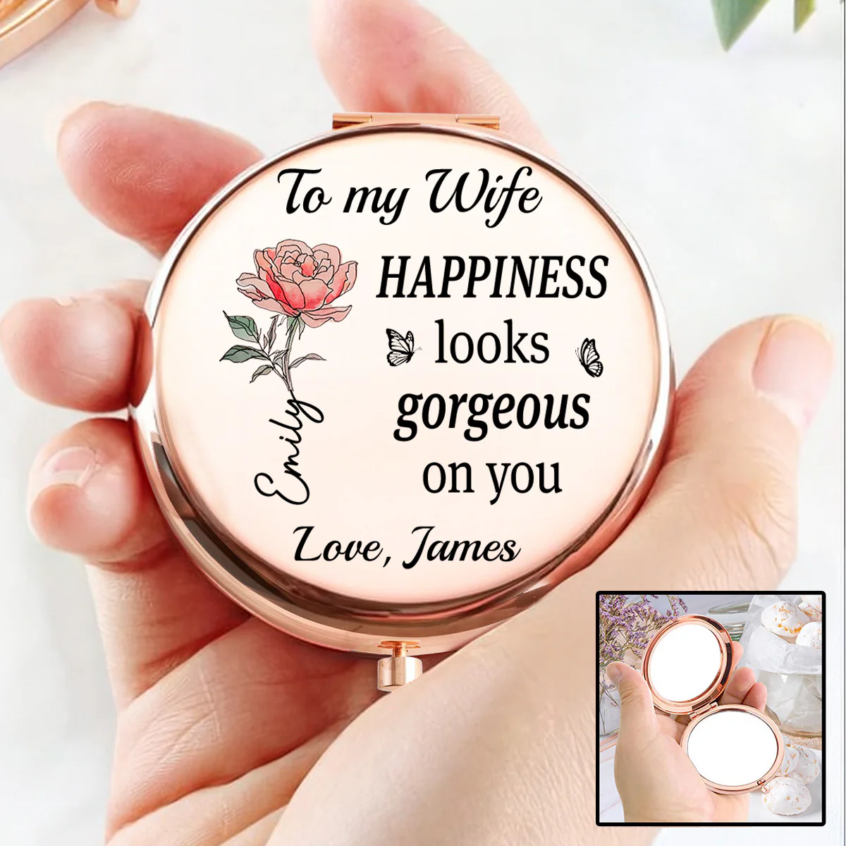 Happiness Suits You Perfectly - Personalized Custom Compact Mirror
