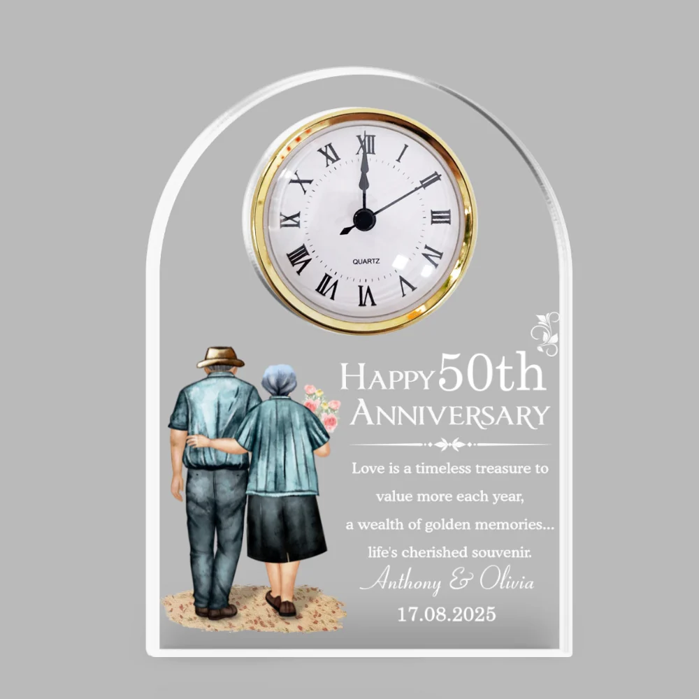 Happy Anniversary - Personalized Custom Acrylic Desk Clock Plaque - Image 7