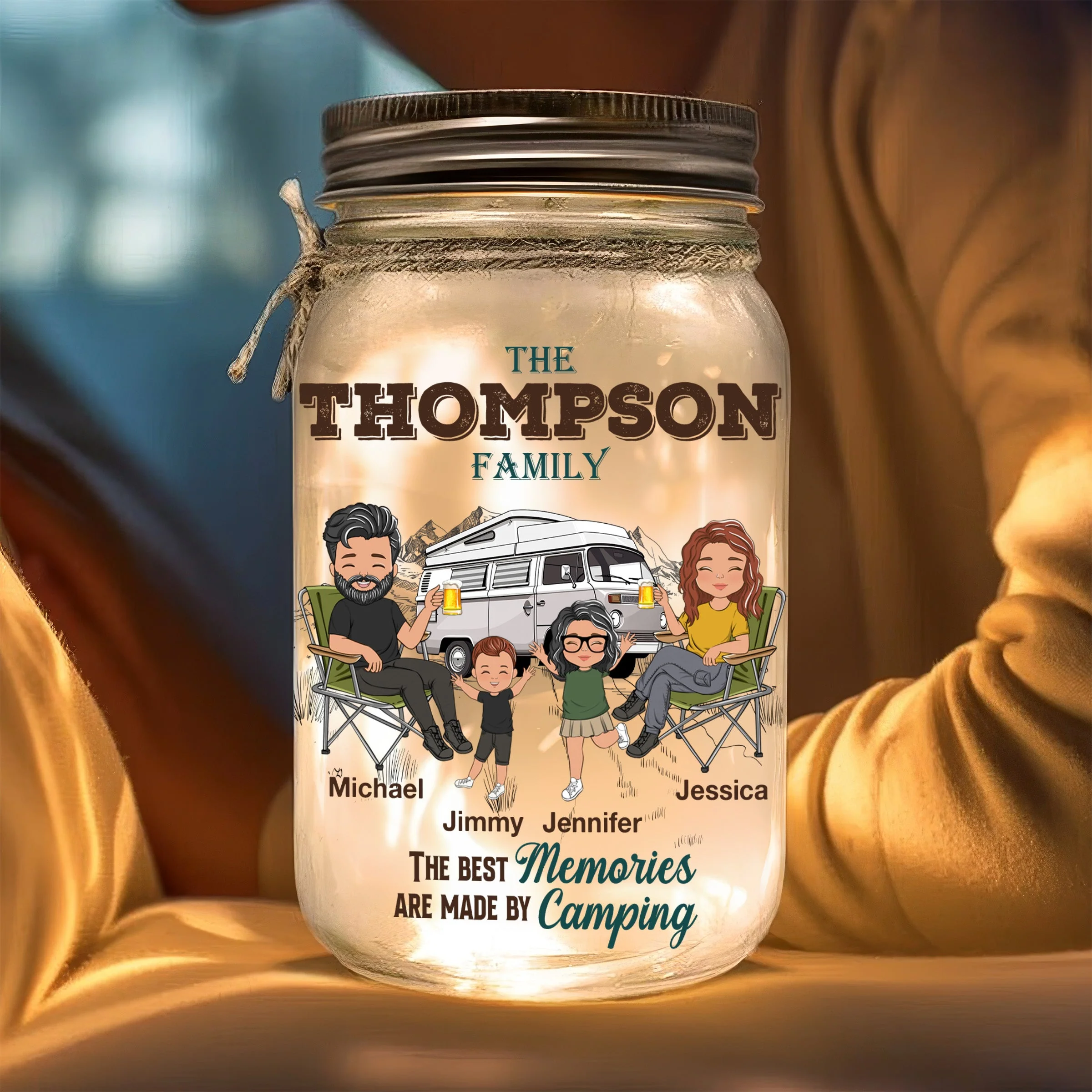 Happy Campers - Personalized Custom Mason Jar Light - Image 2