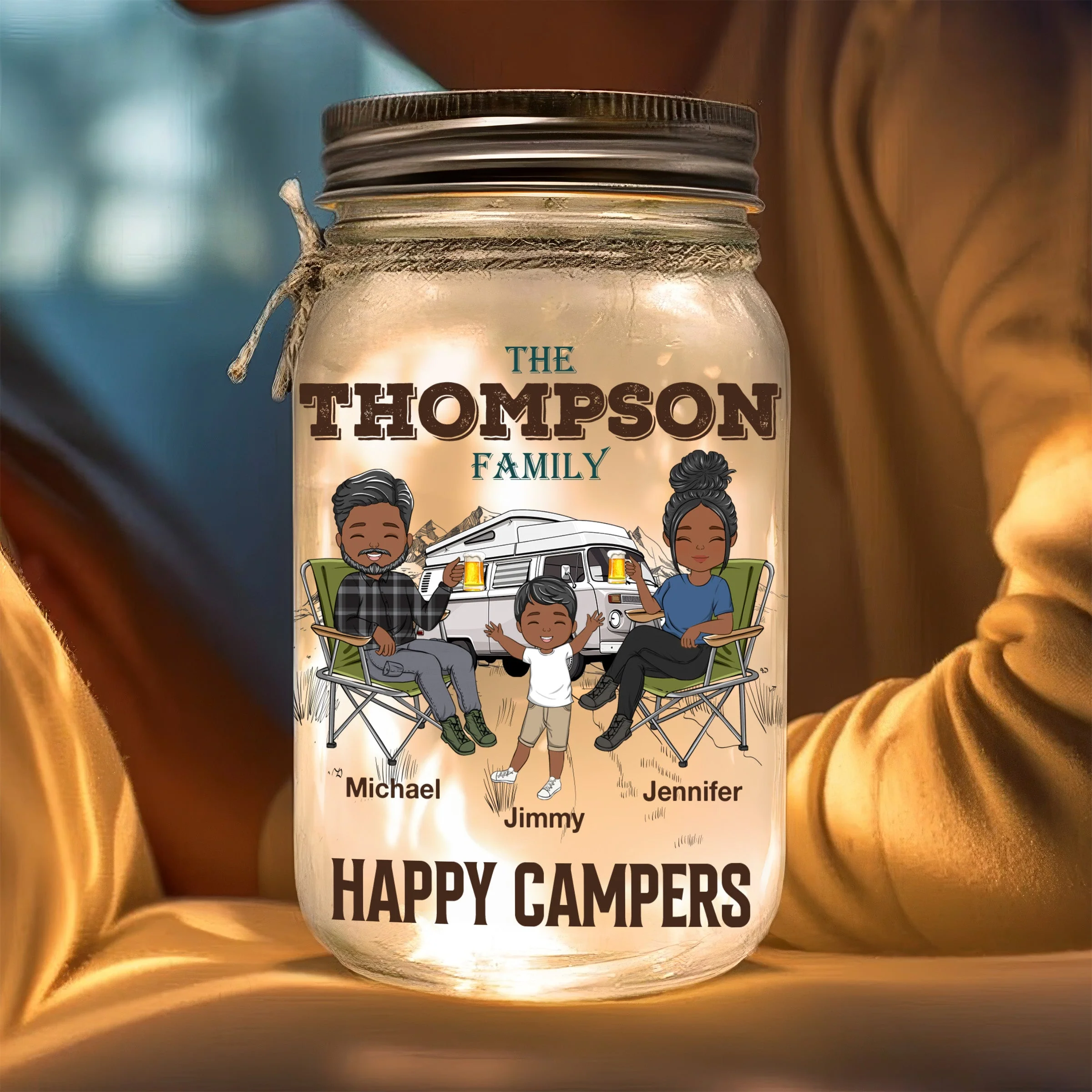 Happy Campers - Personalized Custom Mason Jar Light - Image 3