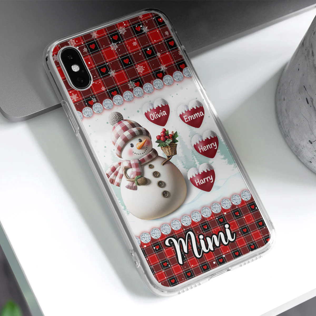 Happy Christmas Snowman Grandma - Personalized Custom Phone Case - Image 3