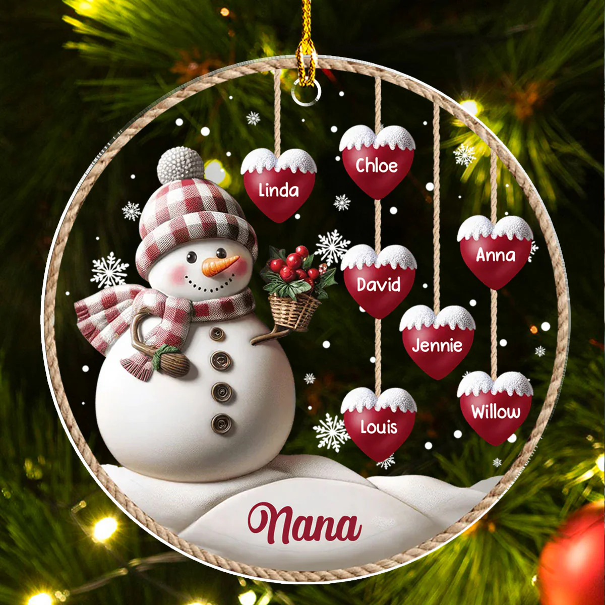 Happy Christmas Snowman Grandma Version 2 - Personalized Custom 3D Inflated Effect Acrylic Ornament - Image 5