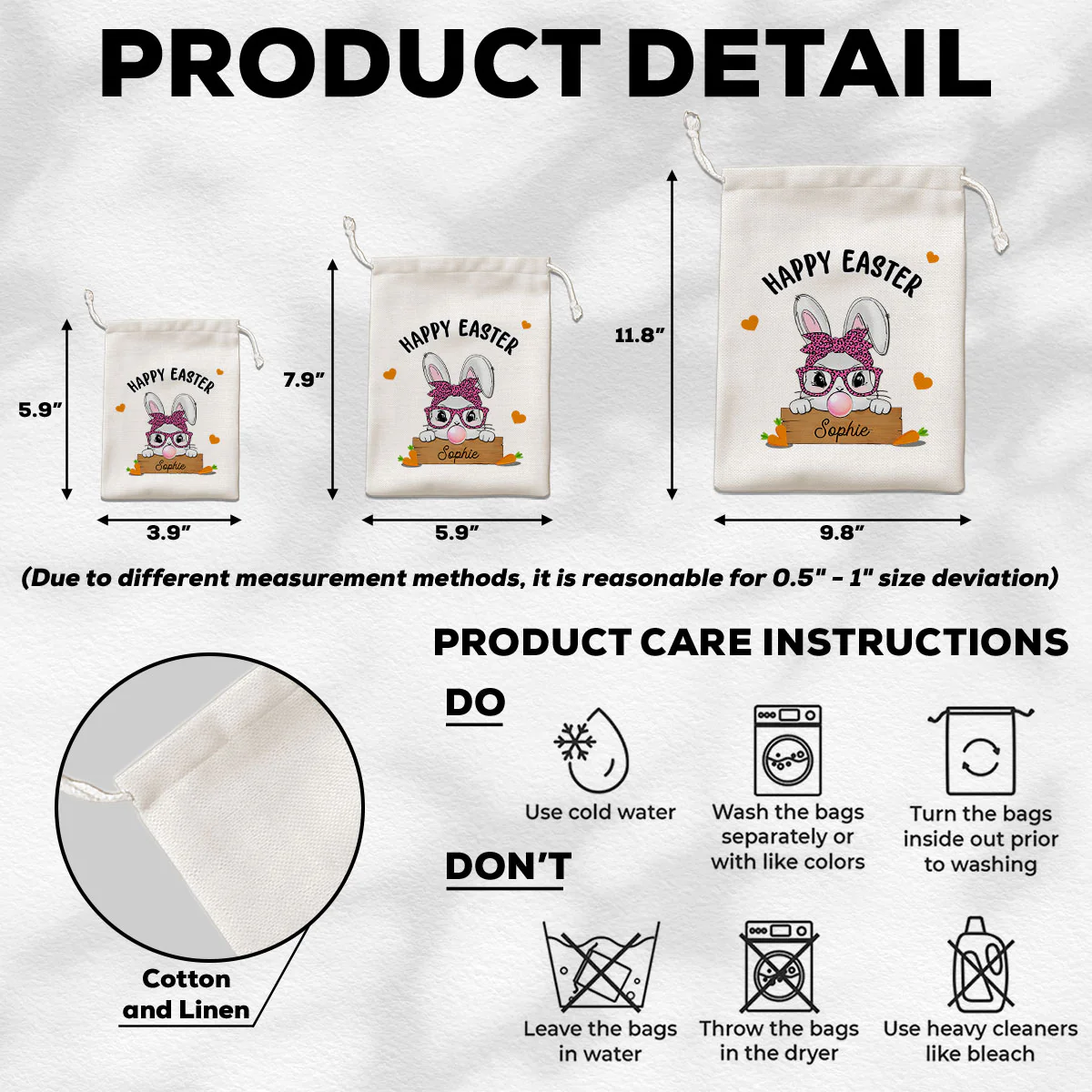 Happy Easter Cute Bunny - Personalized Custom Favor Bag - Image 4