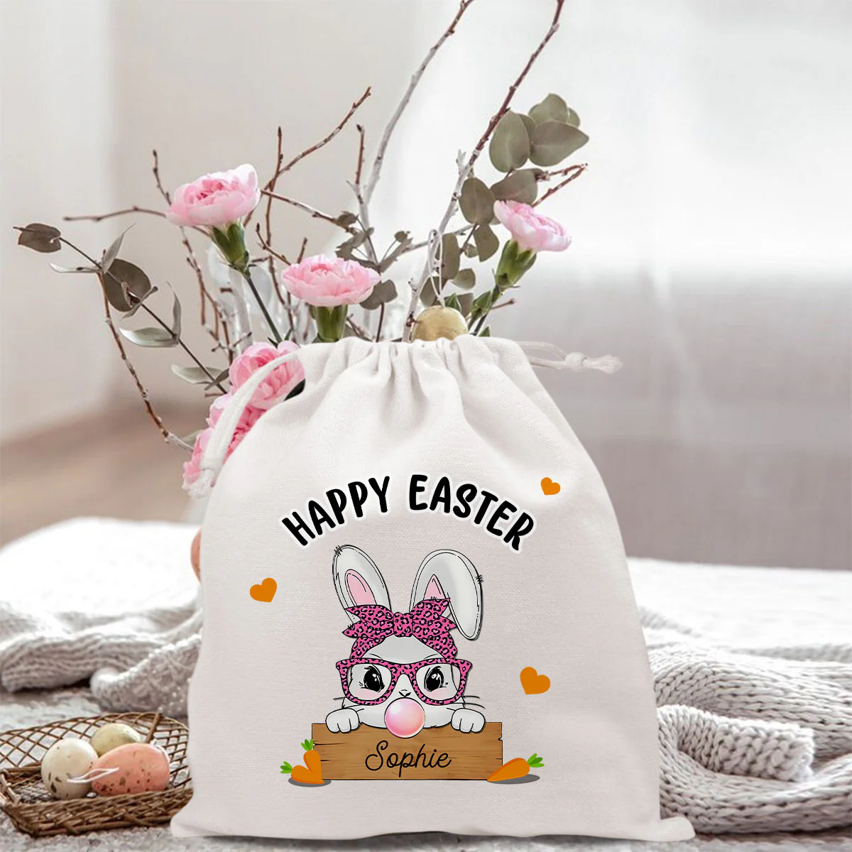 Happy Easter Cute Bunny - Personalized Custom Favor Bag - Image 5
