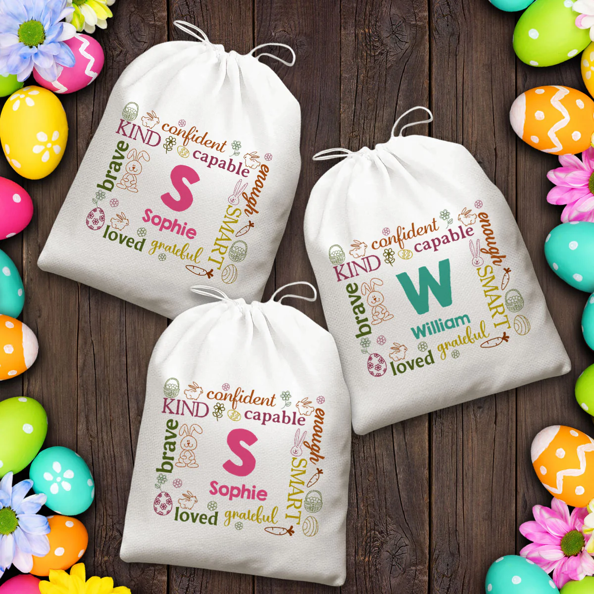 Happy Easter Name Letter - Personalized Custom Favor Bag - Image 6