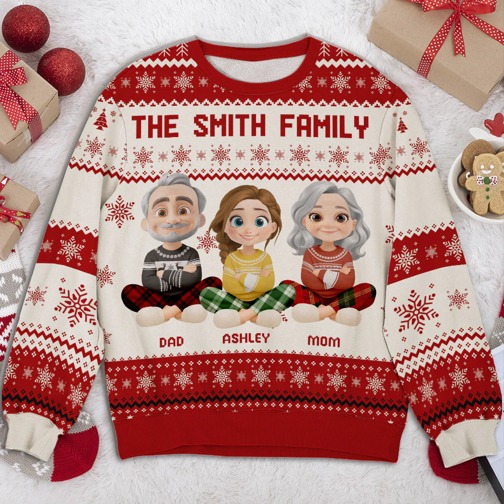 Happy Family Christmas - Personalized Custom All-Over-Print Sweatshirt