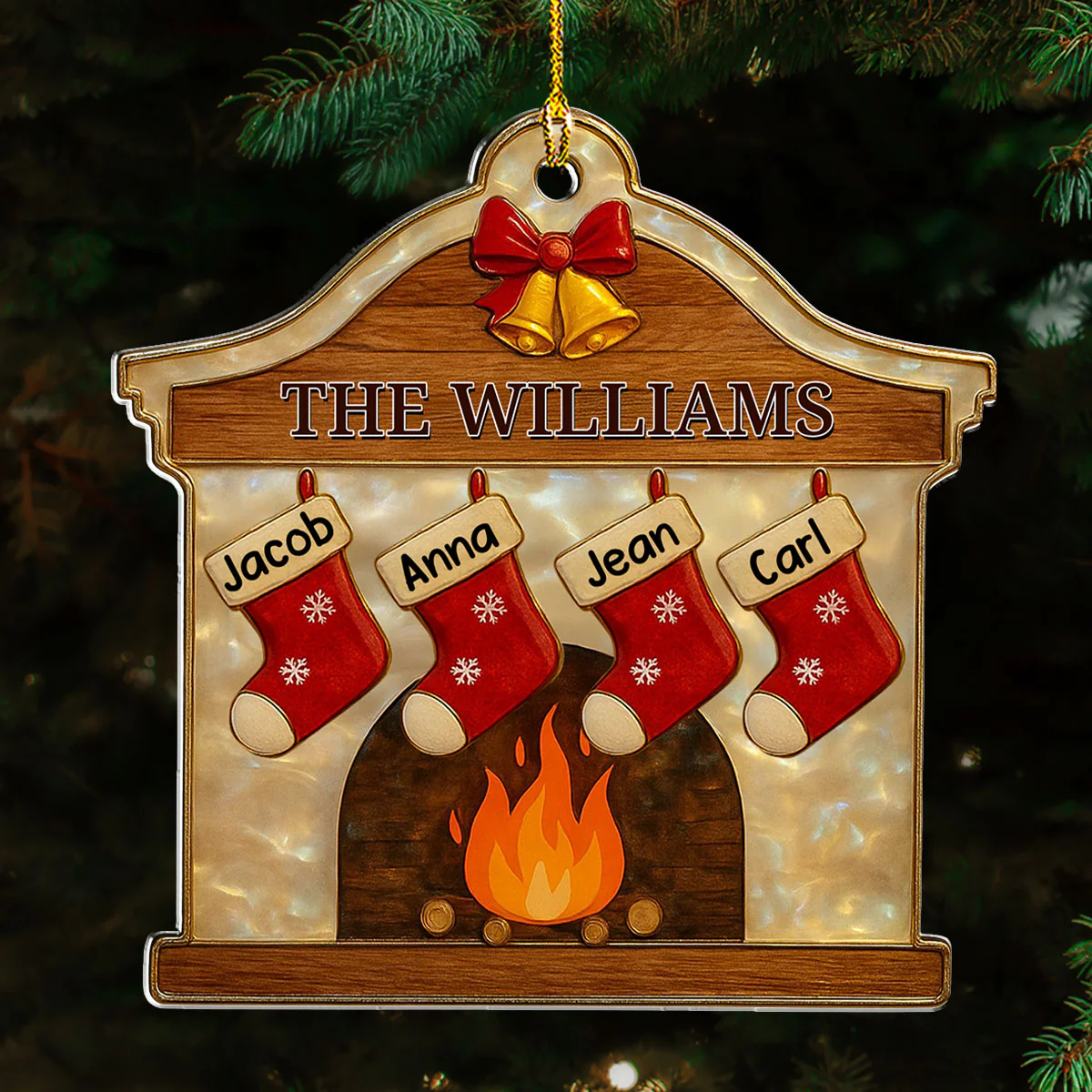 Happy Family - Personalized Custom Acrylic Ornament - Image 4