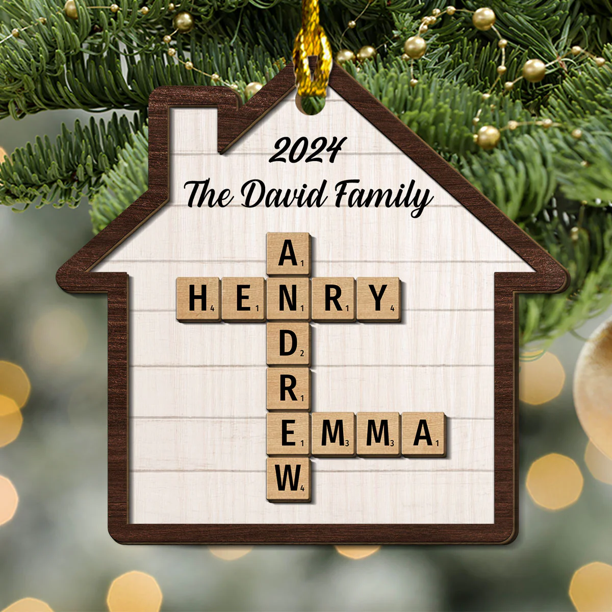 Happy Family - Personalized Custom Freeshape 2-Layered Wood Ornament - Image 2