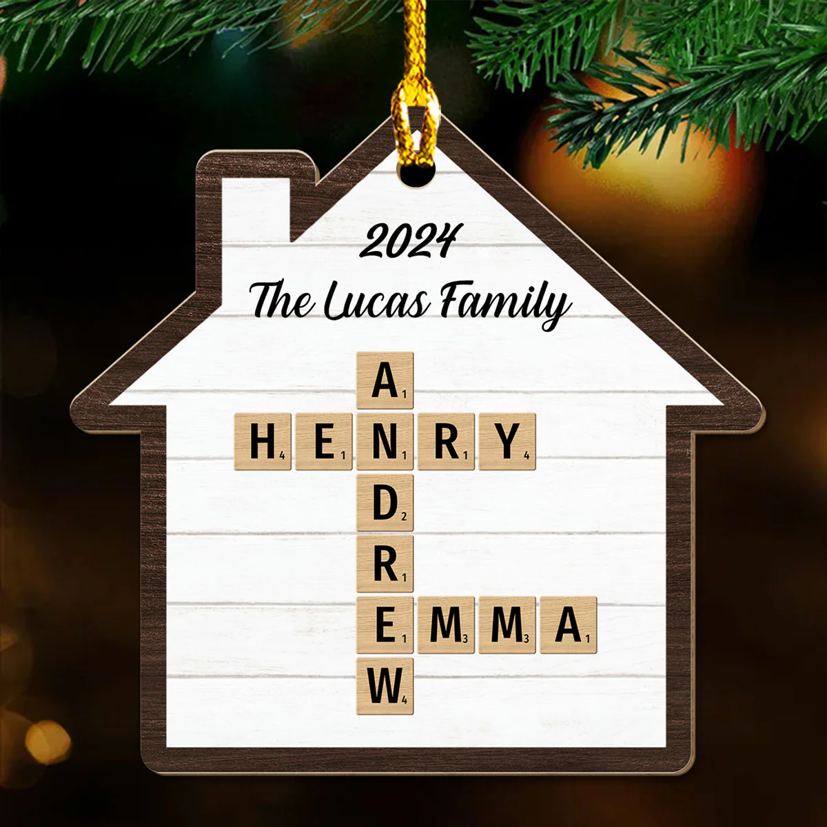 Happy Family - Personalized Custom Wood Ornament - Image 2