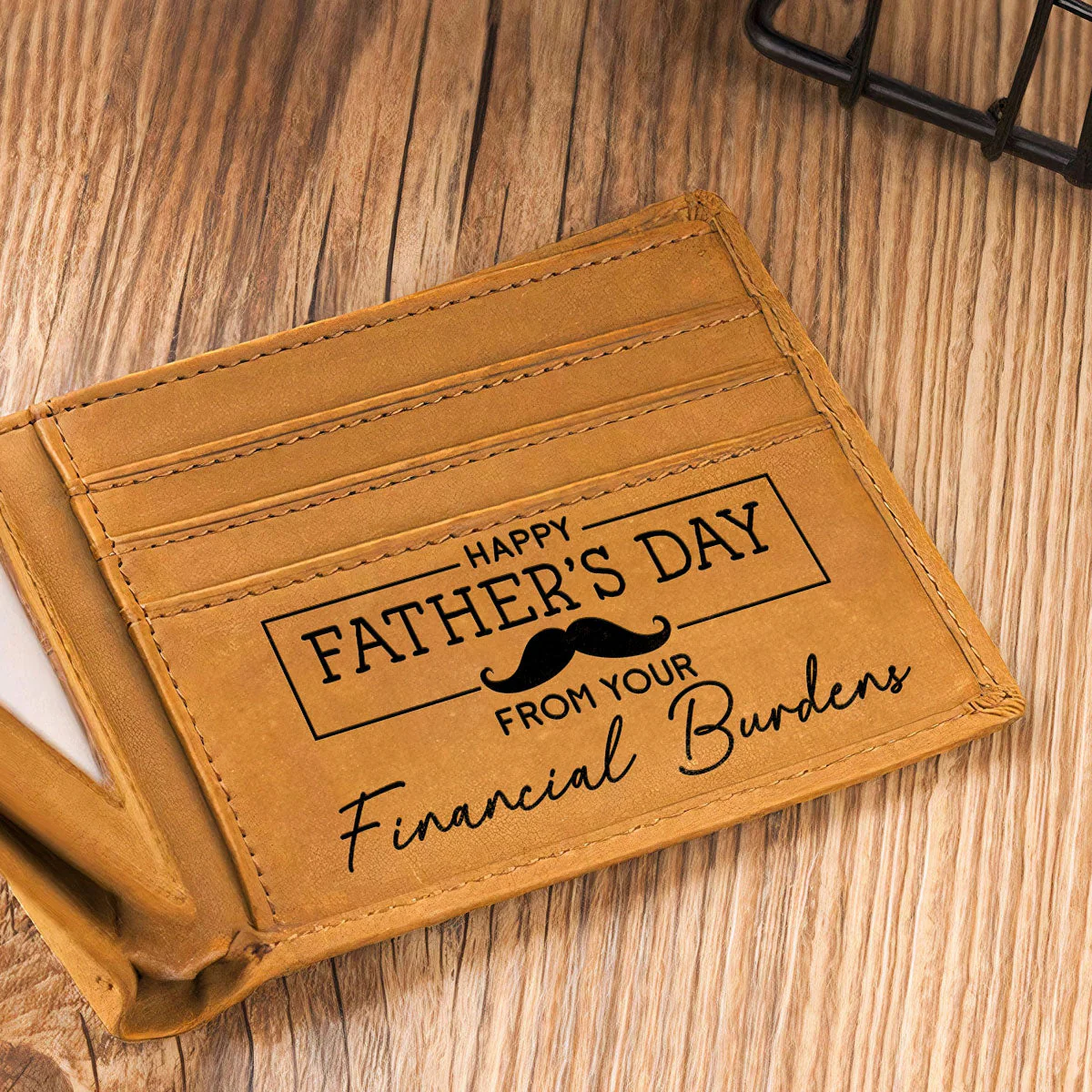 Happy Fathers Day - Personalized Custom Men Leather Wallet - Image 3