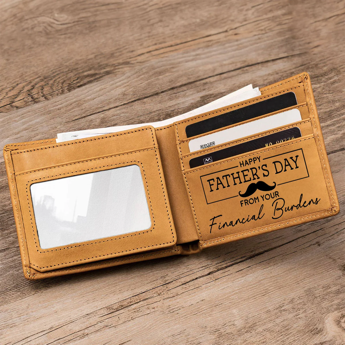 Happy Fathers Day - Personalized Custom Men Leather Wallet - Image 5