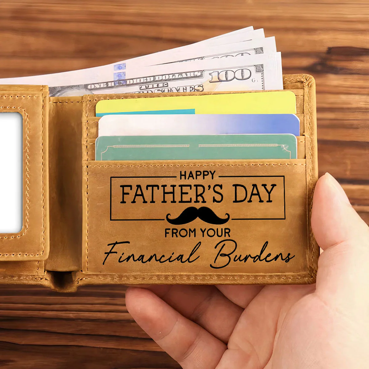 Happy Fathers Day - Personalized Custom Men Leather Wallet - Image 6