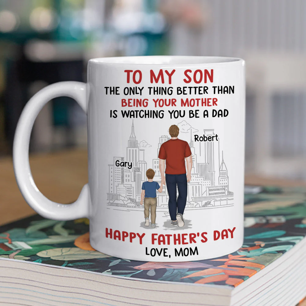 Happy Fathers Day To My Son - Personalized Custom Coffee Mug - Image 2