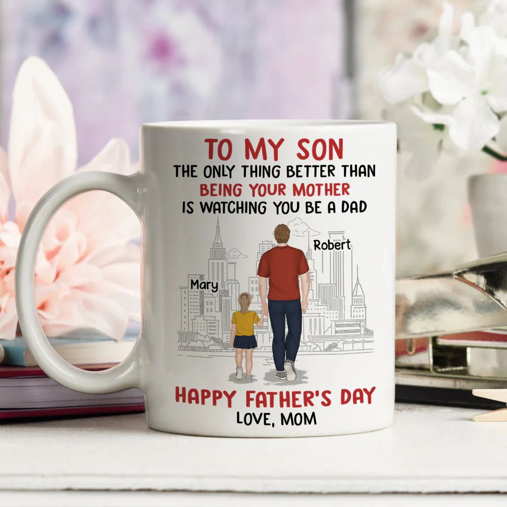 Happy Fathers Day To My Son - Personalized Custom Coffee Mug - Image 3