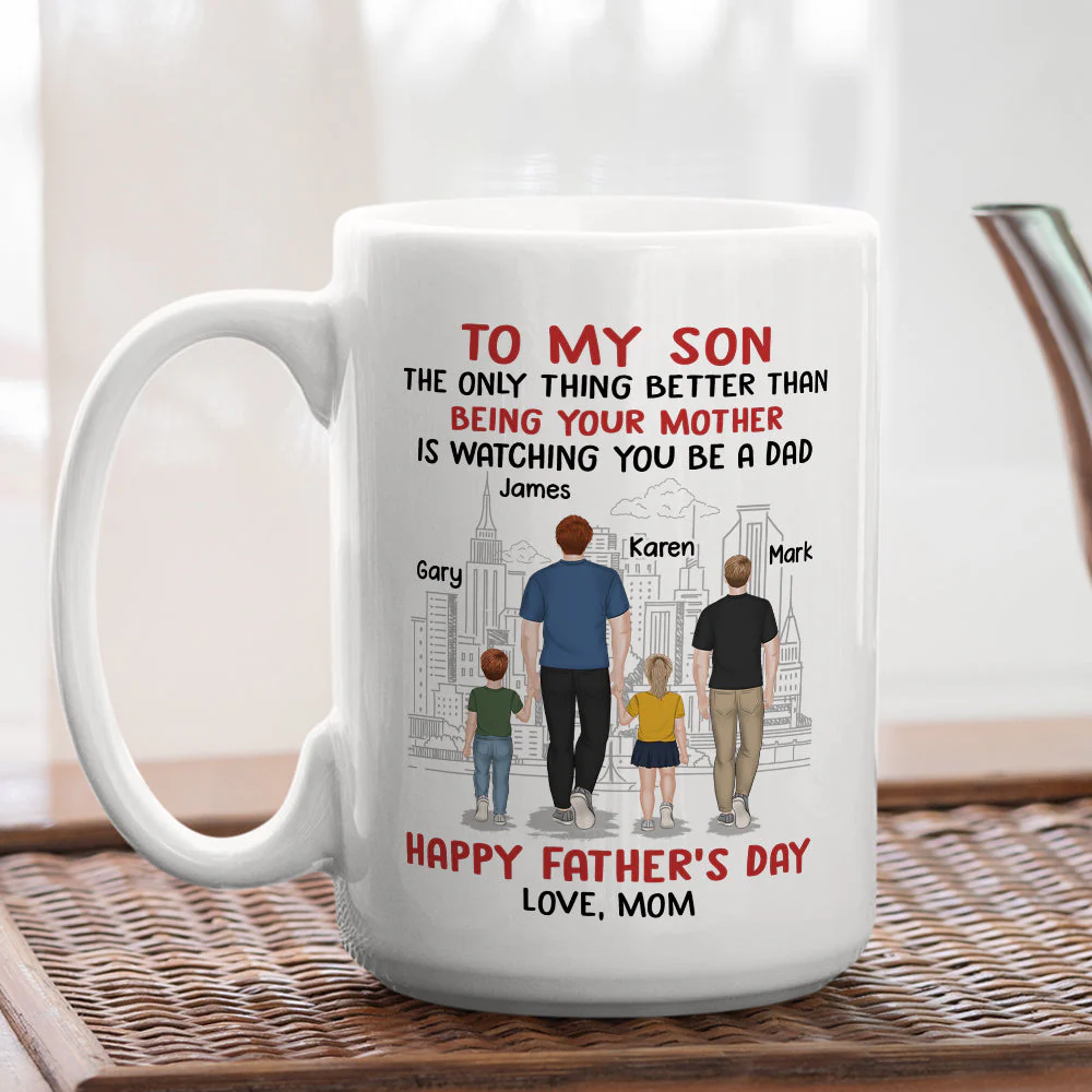 Happy Fathers Day To My Son - Personalized Custom Coffee Mug - Image 4