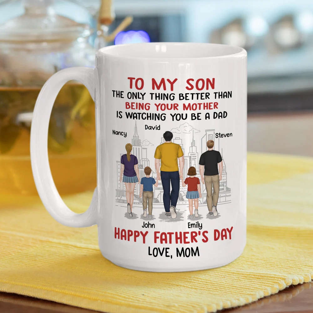 Happy Fathers Day To My Son - Personalized Custom Coffee Mug - Image 5