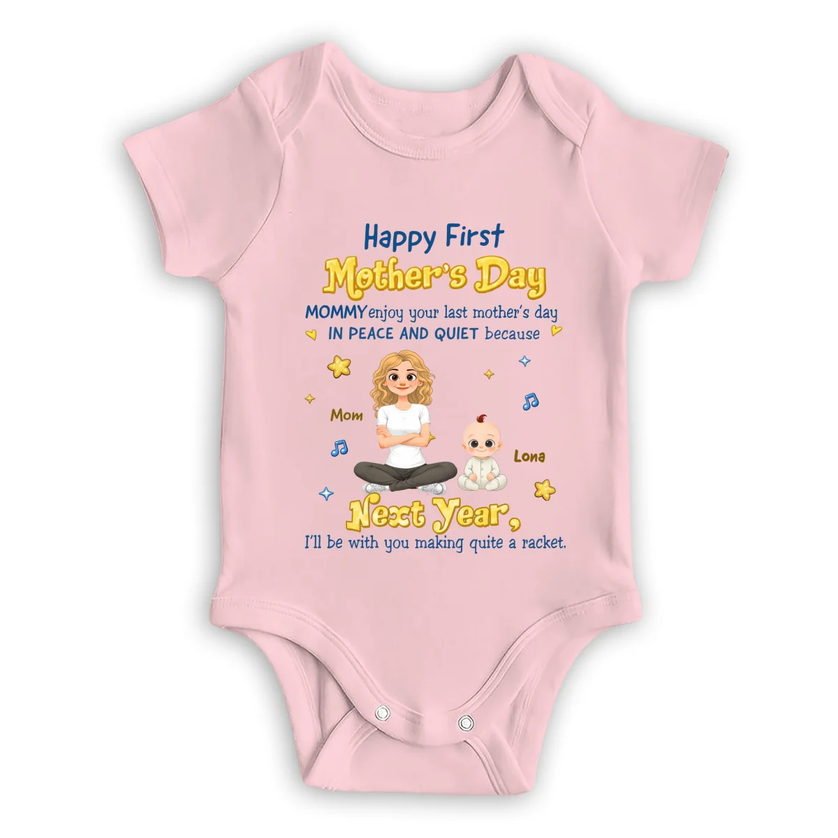 Happy First Mothers Day - Personalized Custom Baby Onesie - Image 8