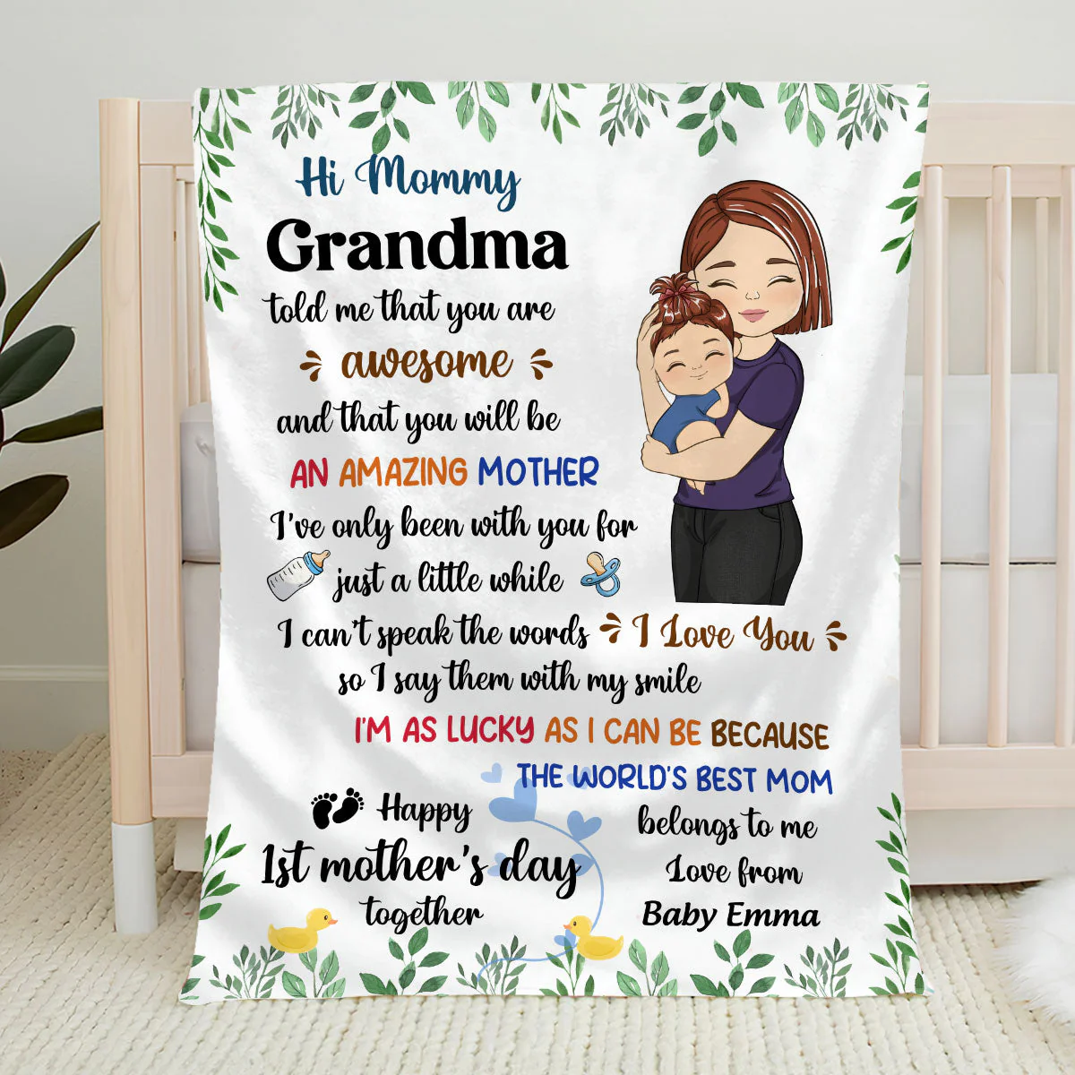 Happy First Mothers Day Together - Personalized Custom Fleece Blanket