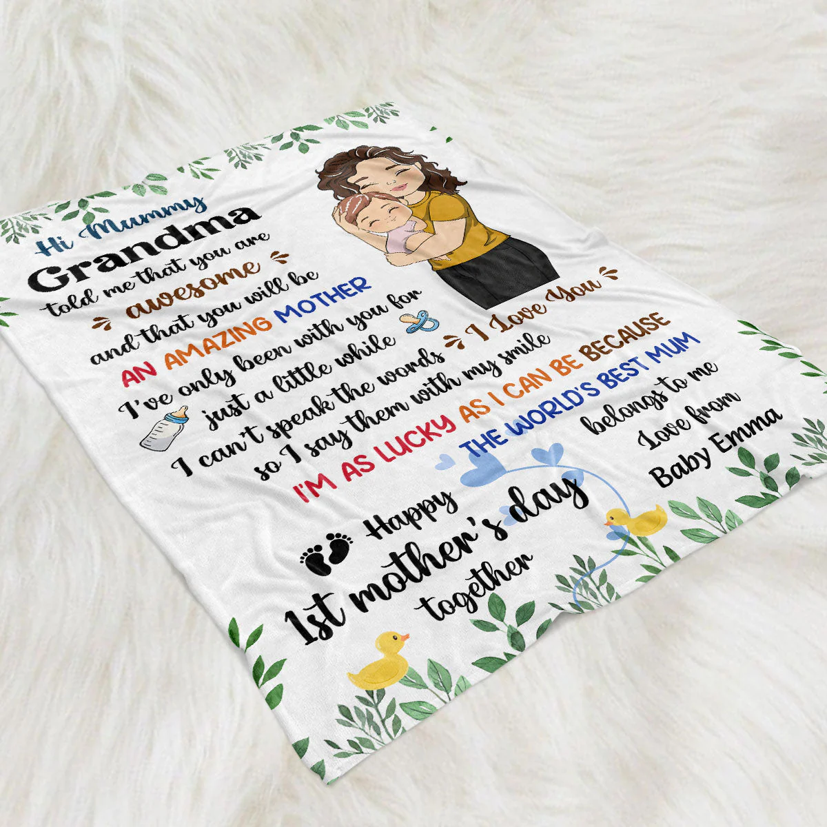 Happy First Mothers Day Together - Personalized Custom Fleece Blanket - Image 4