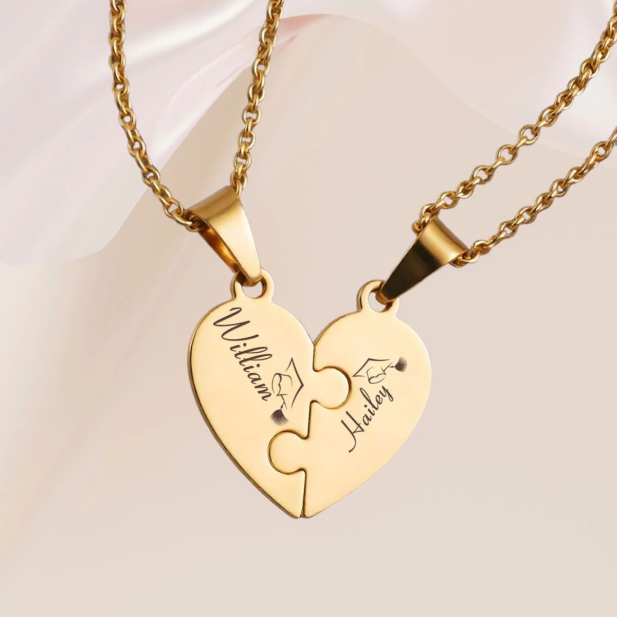 Happy Graduation - Personalized Custom Heart Puzzle Necklace - Image 3