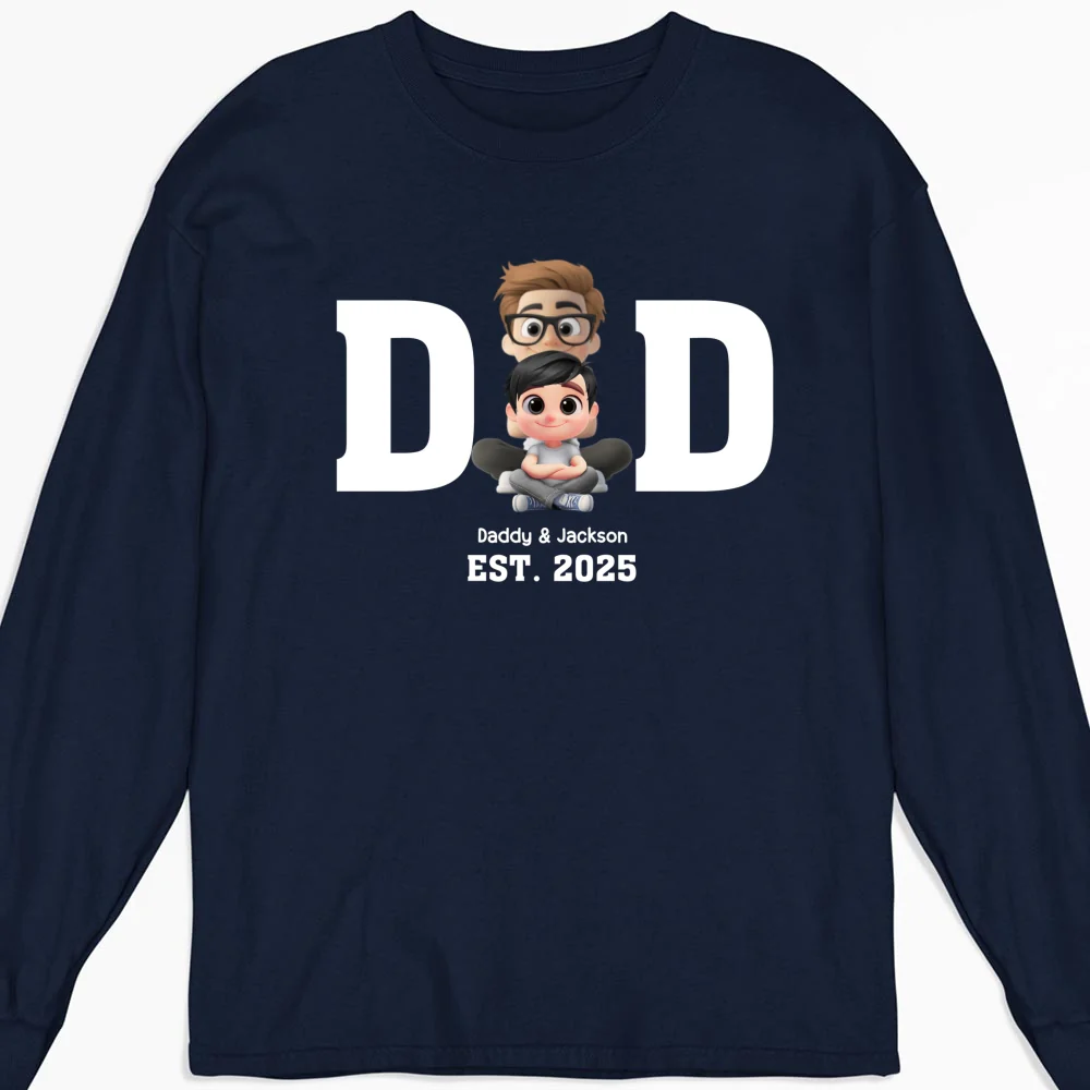 Happy Kids With Dad - Personalized Custom Shirt - Image 17