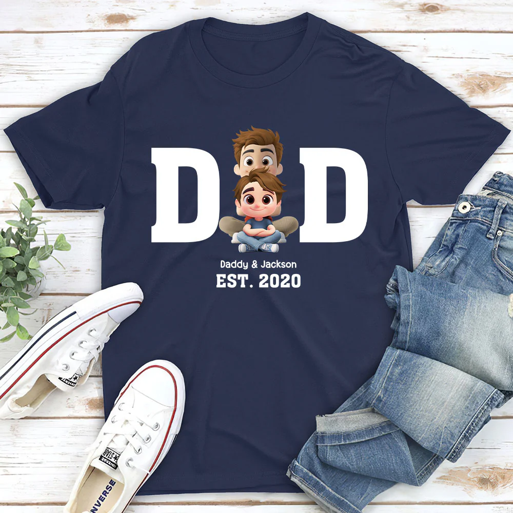 Happy Kids With Dad - Personalized Custom Shirt - Image 4