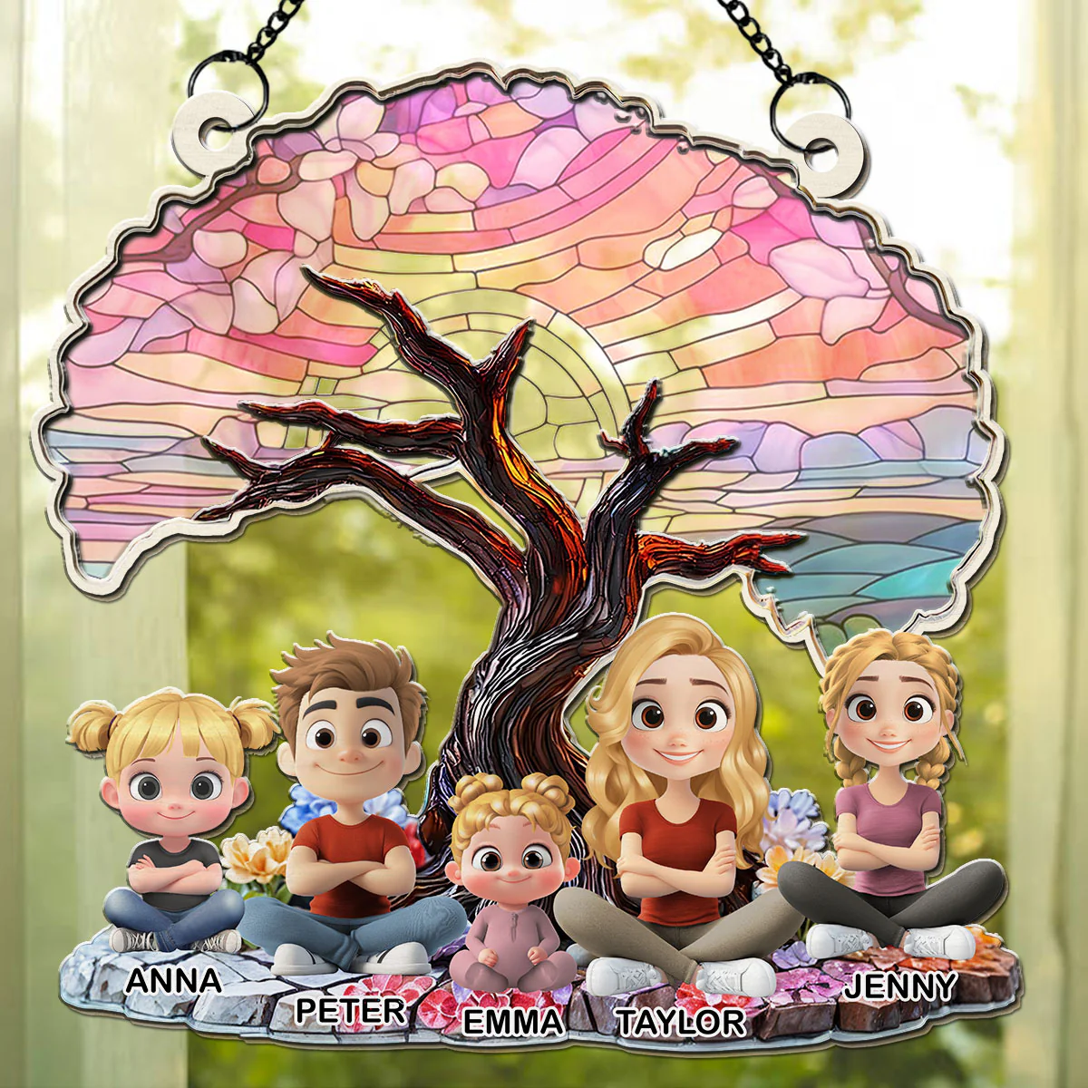 Happy Mom Of Us - Personalized Custom Suncatcher - Image 3
