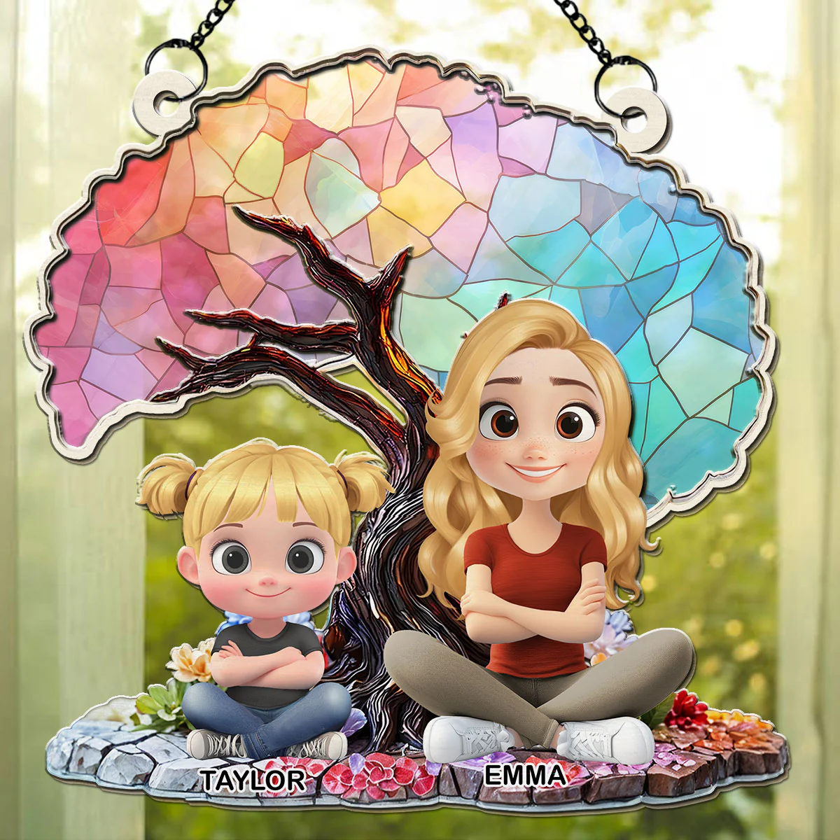 Happy Mom Of Us - Personalized Custom Suncatcher - Image 4
