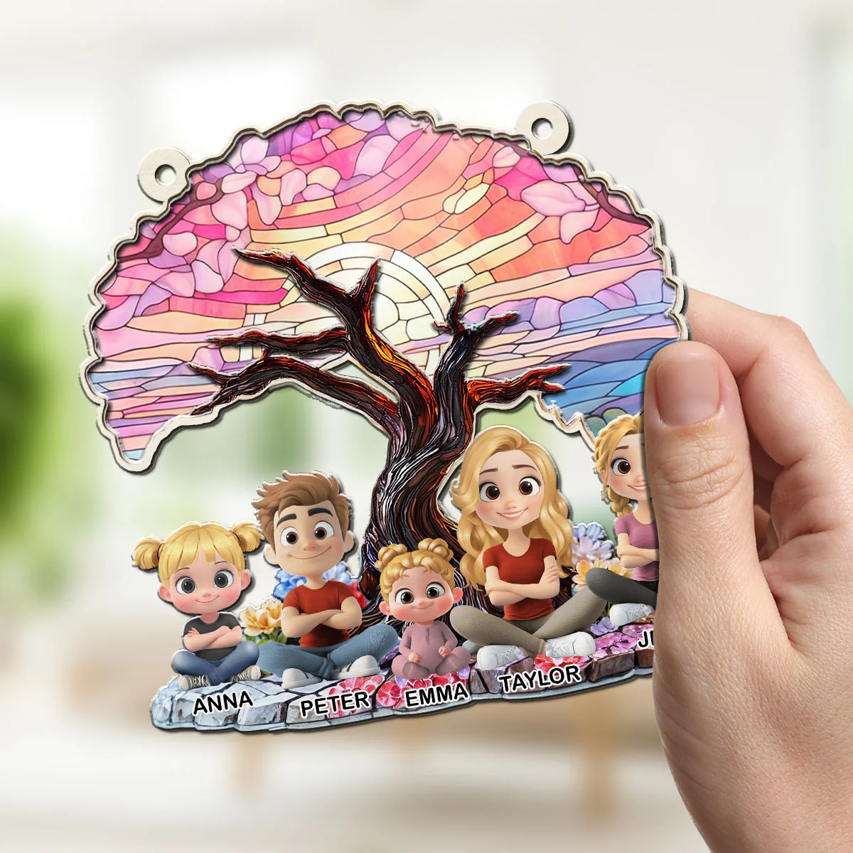 Happy Mom Of Us - Personalized Custom Suncatcher - Image 5