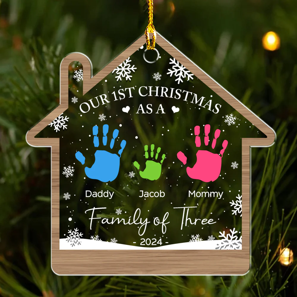 Happy Our 1st Christmas - Personalized Custom Acrylic Ornament - Image 3