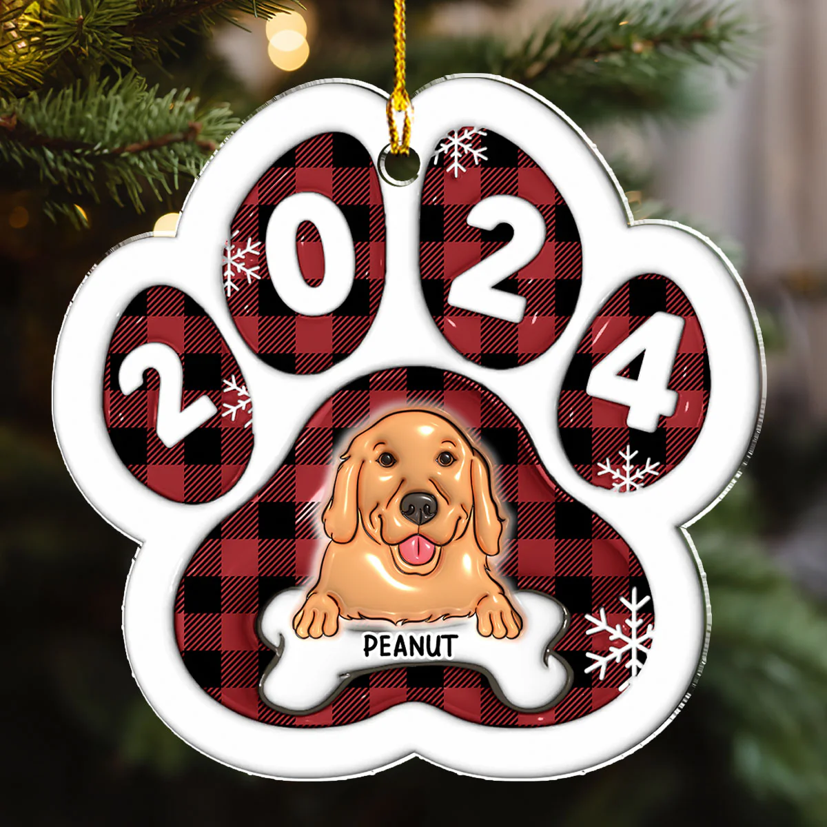 Happy Paw 2024 - Personalized Custom 3D Inflated Effect Acrylic Ornament - Image 2