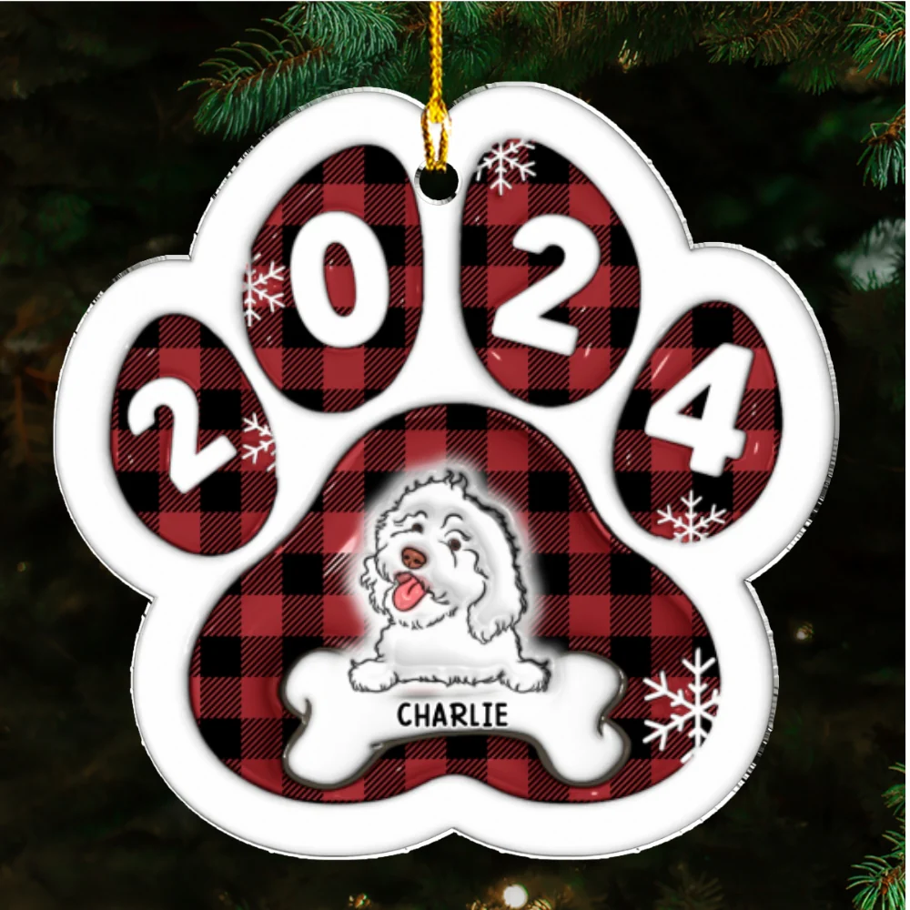 Happy Paw 2024 - Personalized Custom 3D Inflated Effect Acrylic Ornament - Image 5