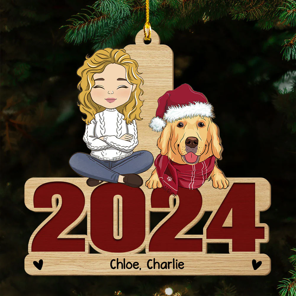 Happy Pawliday With Pets - Personalized Custom 1-layered Wood Ornament