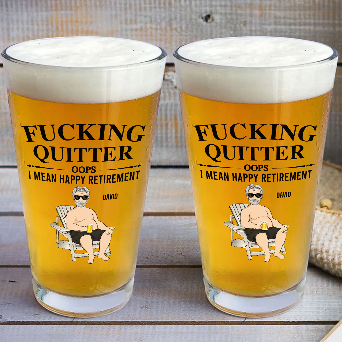 Happy Retirement - Personalized Custom Beer Glass - Image 3