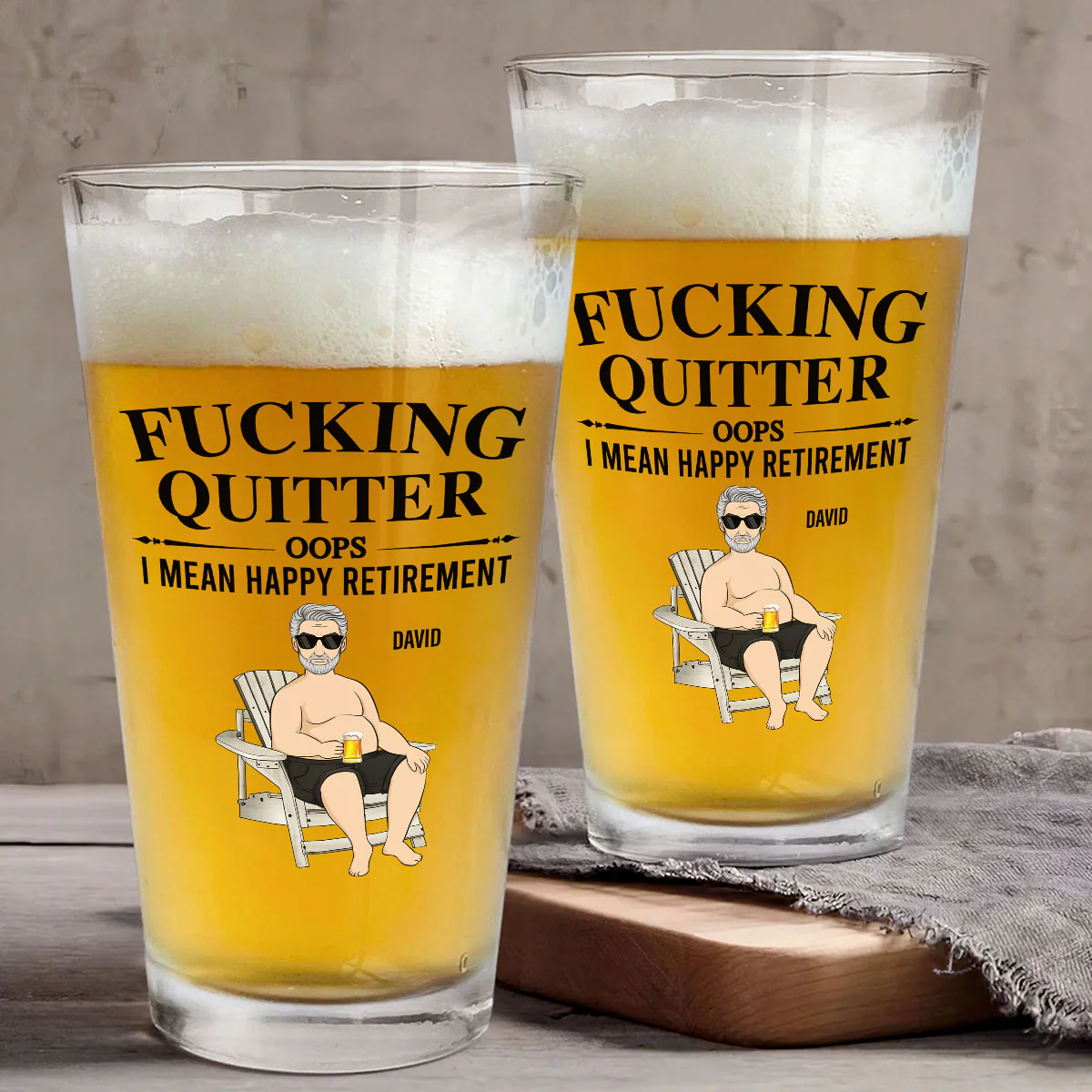 Happy Retirement - Personalized Custom Beer Glass - Image 4