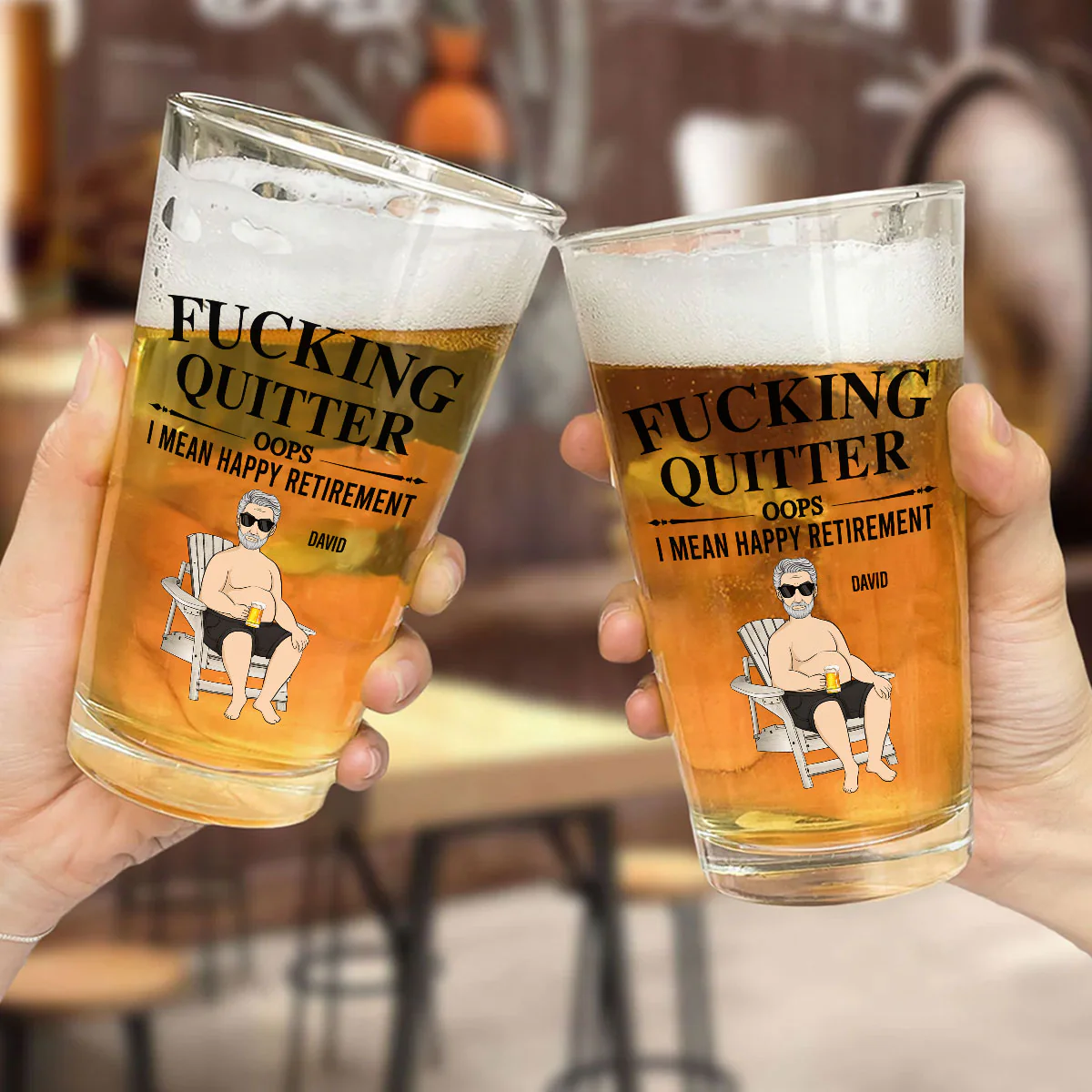 Happy Retirement - Personalized Custom Beer Glass - Image 5