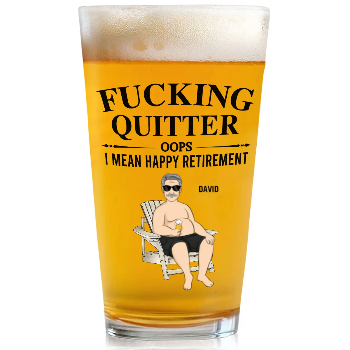 Happy Retirement - Personalized Custom Beer Glass - Image 7