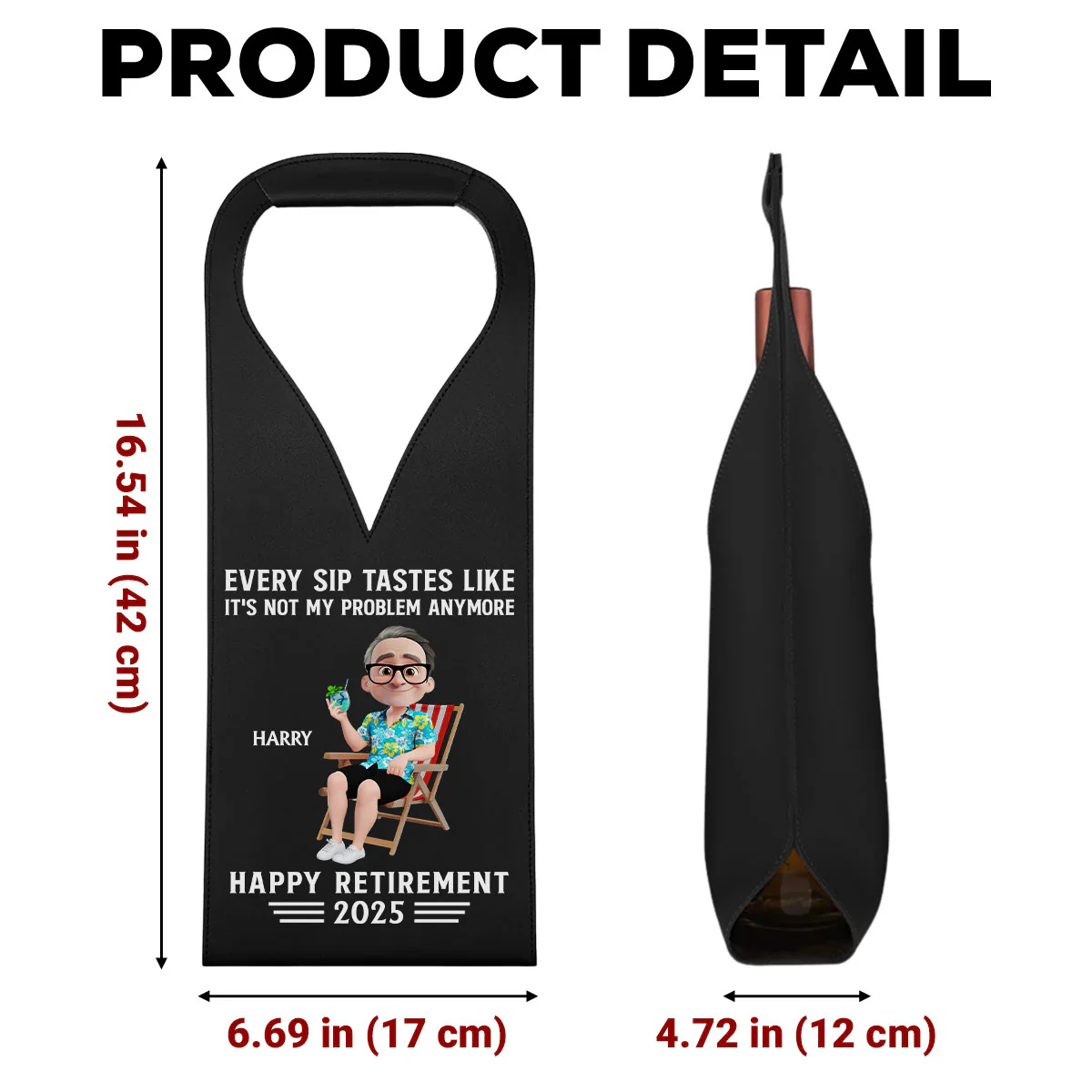 Happy Retirement - Personalized Custom Leather Wine Bag - Image 5