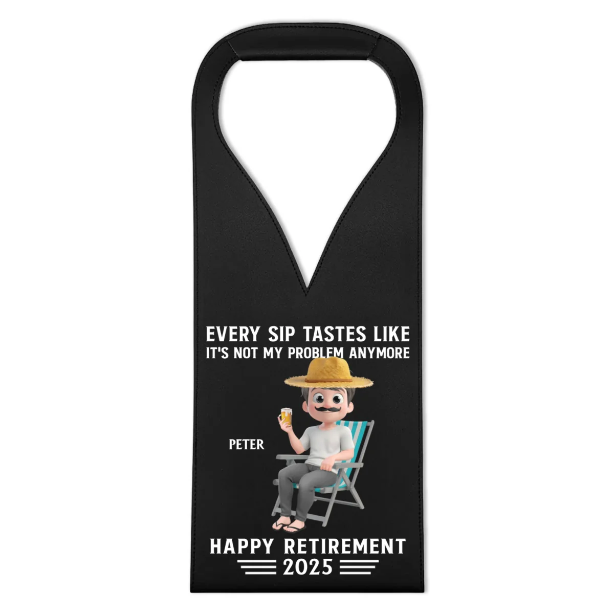 Happy Retirement - Personalized Custom Leather Wine Bag - Image 6