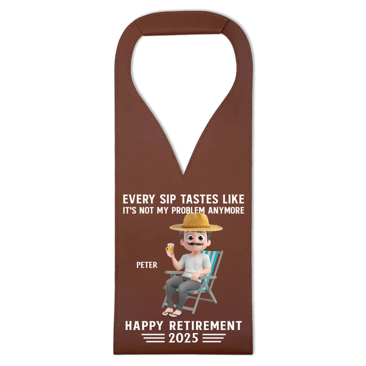 Happy Retirement - Personalized Custom Leather Wine Bag - Image 7