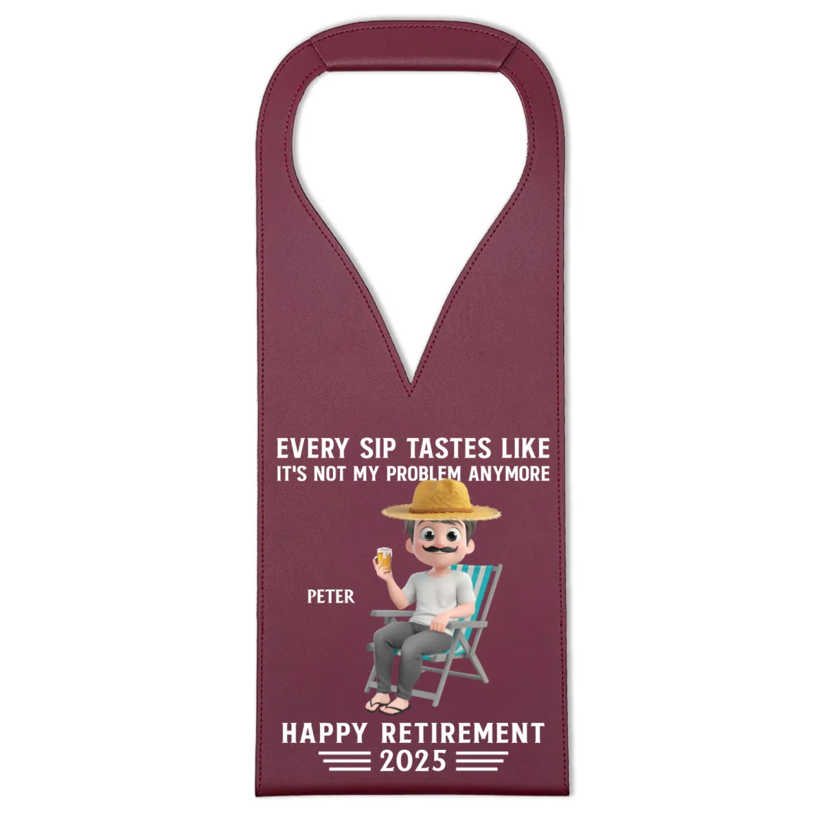 Happy Retirement - Personalized Custom Leather Wine Bag - Image 8