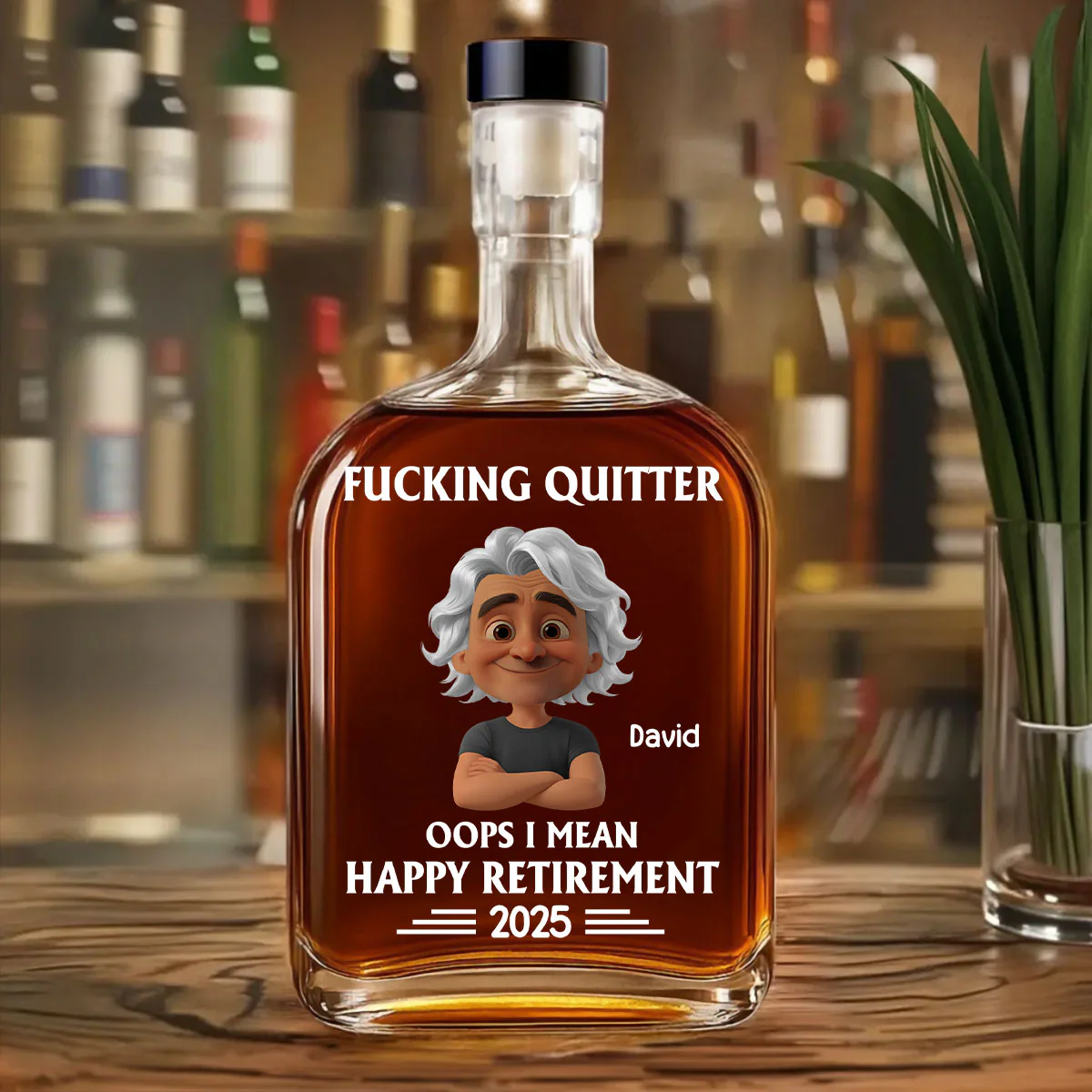 Happy Retirement - Personalized Custom Spirits Decanter - Image 3