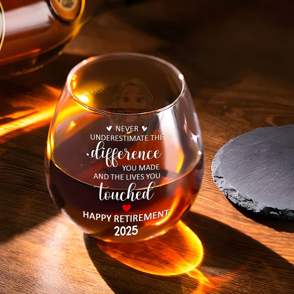 Happy Retirement - Personalized Custom Wine Glass - Image 3