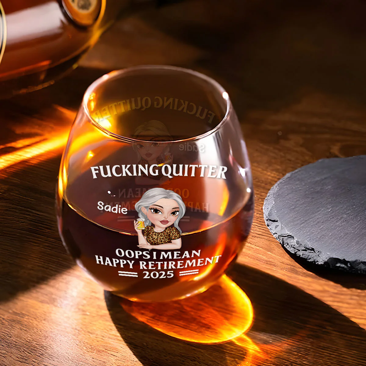 Happy Retirement - Personalized Custom Wine Glass - Image 2