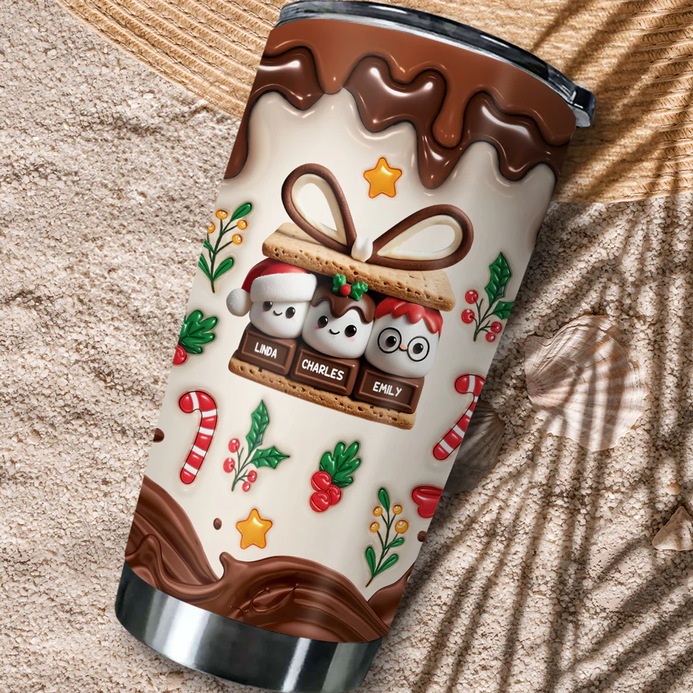 Happy Smores Christmas - Personalized Custom 3D Inflated Effect Tumbler - Image 6