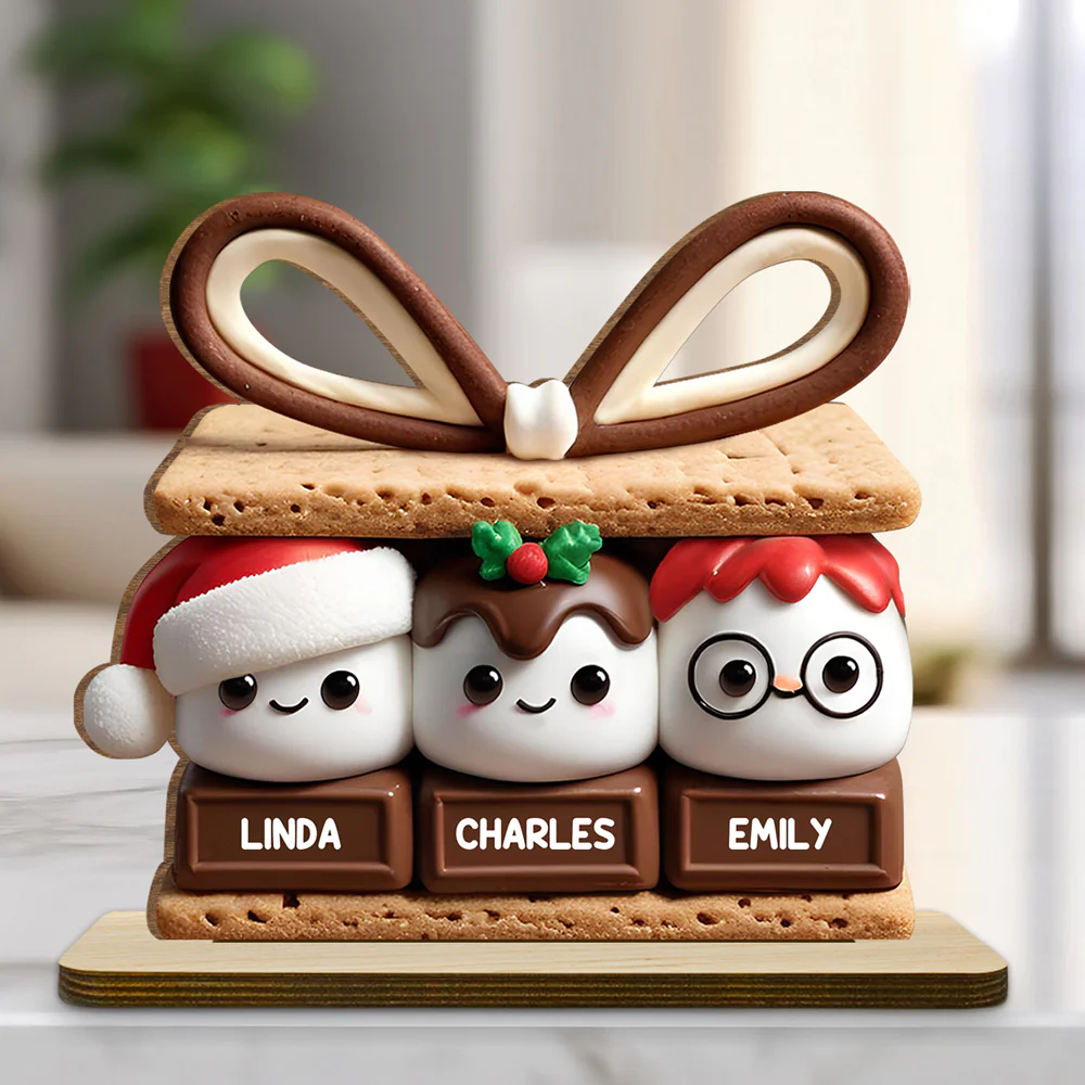 Happy Smores - Personalized Custom 2-Layer Wood Plaque With Flat Base - Image 5
