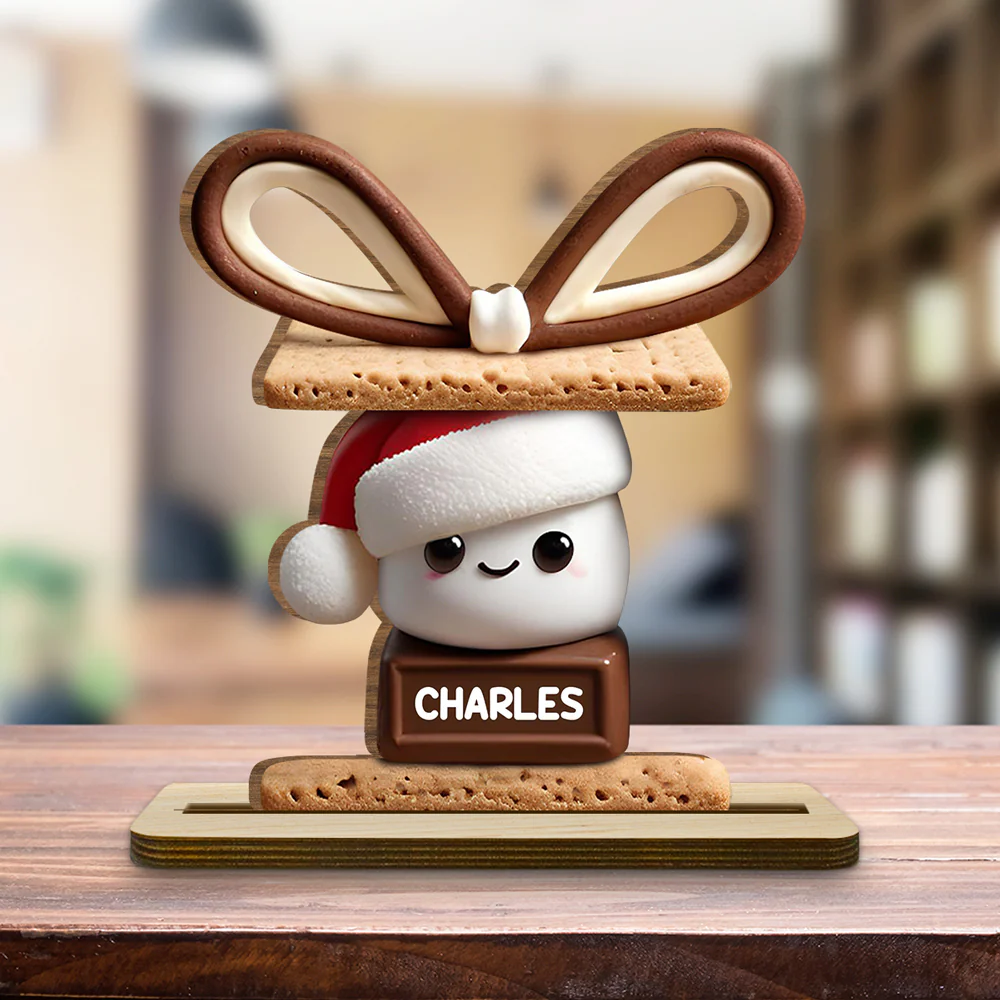 Happy Smores - Personalized Custom 2-Layer Wood Plaque With Flat Base - Image 6