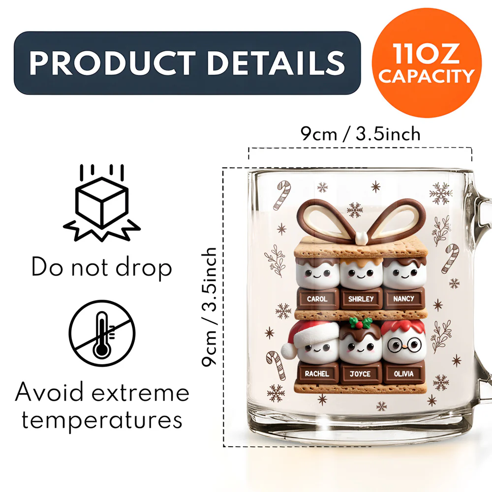 Happy Smores - Personalized Custom Glass Mug - Image 5