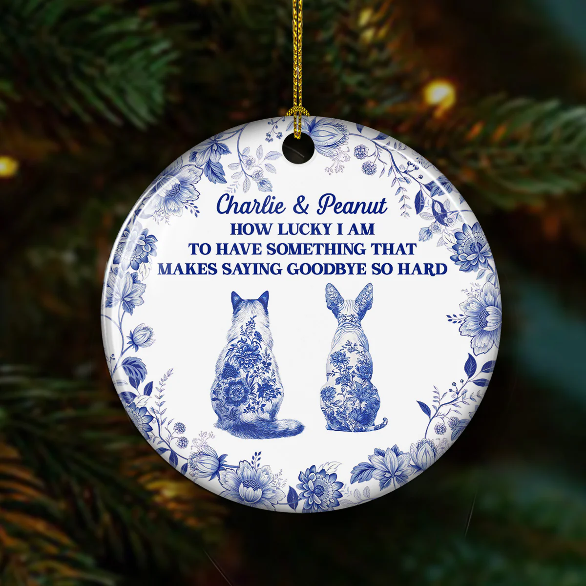 Hard To Say - Personalized Custom Ceramic Ornament - Image 2