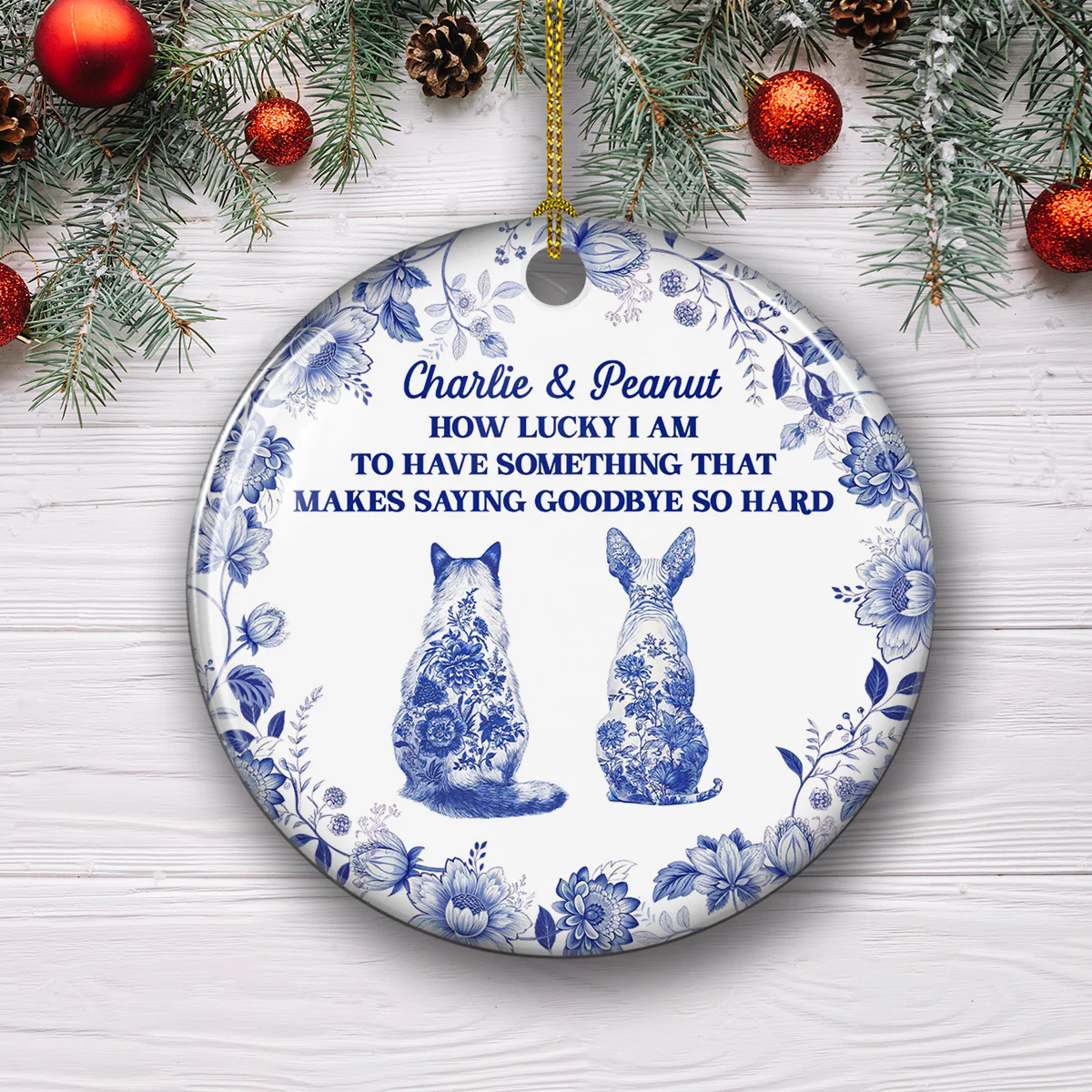 Hard To Say - Personalized Custom Ceramic Ornament - Image 4